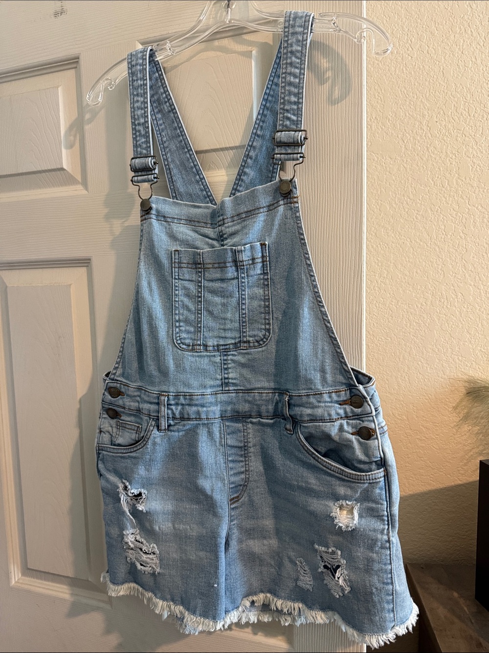 Venus Light Wash Denim Short Overalls